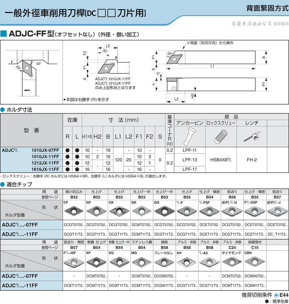 小零件加工 E - 外径・倣い加工用 - 泉發車刀礦油公司